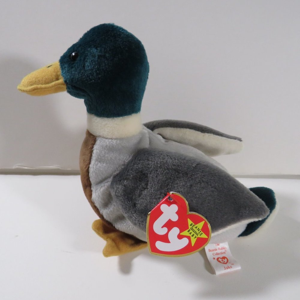 Ty Plush Duck - Blue, Yellow, Gray